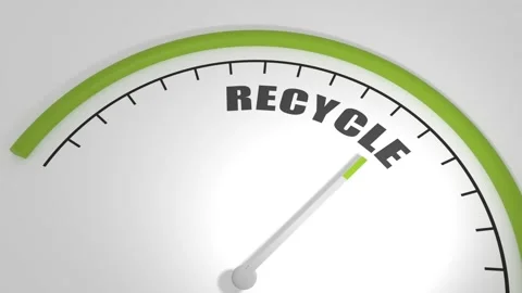 Recycle value measuring device with arrow and scale. Green grass. 3D render Stock Footage 252755927