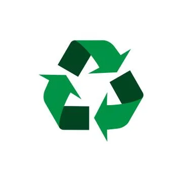 Recycle vector icon. Style is flat symbol, rounded angles, white background.  Illustrazione stock