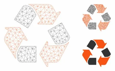Recycle Vector Mesh Network Model and Triangle Mosaic Icon Stock Illustration