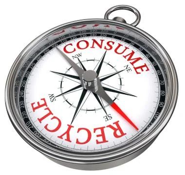 Recycle versus consume concept compass Stock Illustration