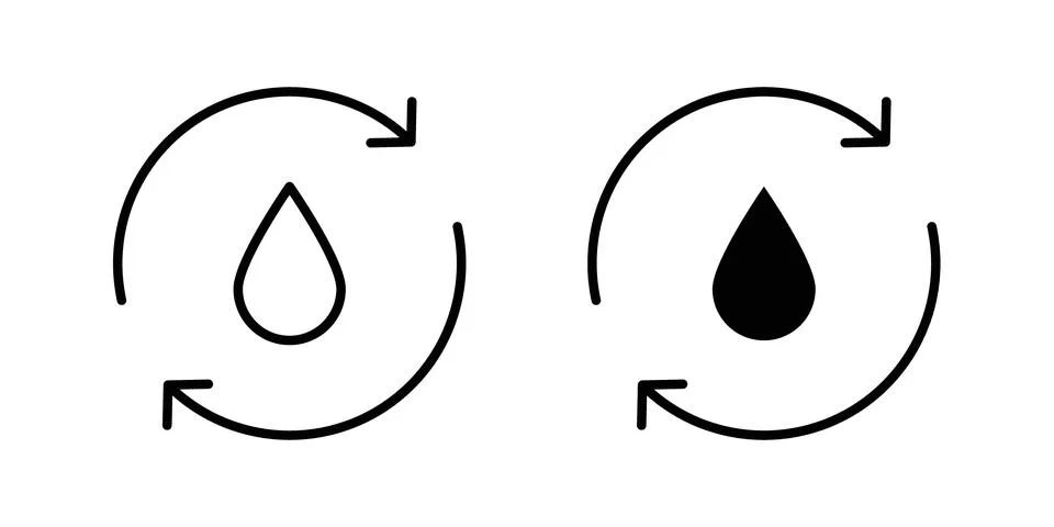 Recycle water icon solid, line, and editable vector set. Stock Illustration