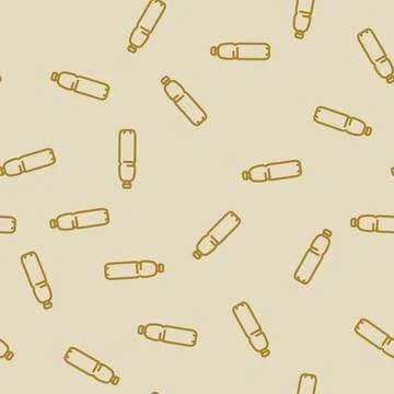 Recycle water plastic bottle line vector seamless pattern Stock Illustration