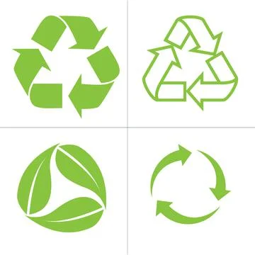 Recycled cycle arrows vector icon set illustration isolated on white backgrou 스톡 일러스트
