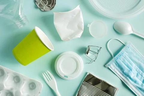 Recycled garbage from various materials plastic, metal and other for recycl.. Stock Photos