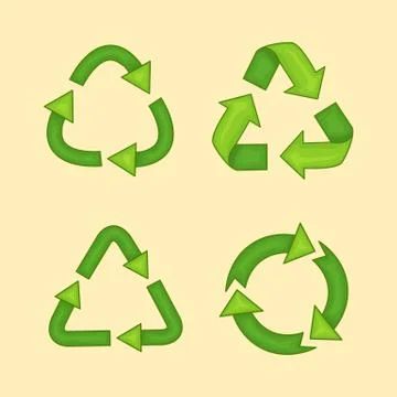 Recycled loop arrows icon set. Cartoon style vector illustration. Stock Illustration