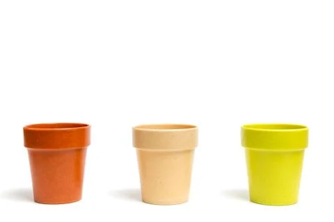 Recycled materials biodegradable tree pot isolated on a white background Stock Photos