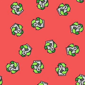 Recycled materials green building vector seamless pattern Ilustración de archivo