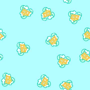 Recycled materials green building vector seamless pattern Stock Illustration