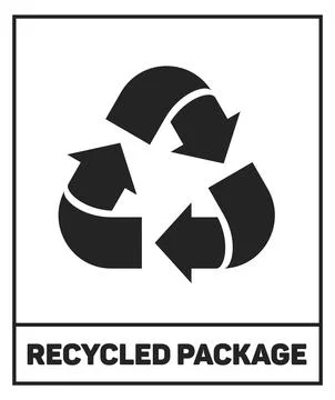 Recycled package sticker. Black parcel shipping sign Stock Illustration