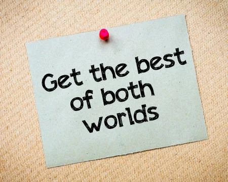 Recycled paper note with message pinned with red push pin on cork board Stock Photos