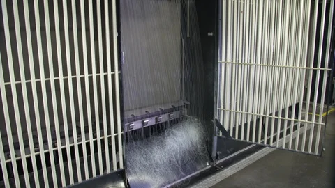 Recycled plastic threads being produced in factory Stock Footage 93531136