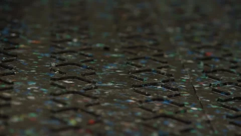 Recycled Rubber Mat With Coloured Granulate, Textured Floor, Extreme Macro Video stock 341334968