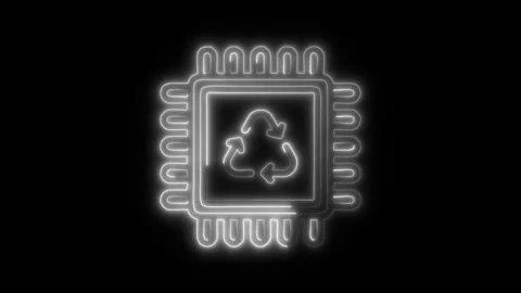Recycled Tech Outline Icon in HD Video Neon Animation Stock-Footage 304551924