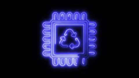 Recycled Tech Outline Icon in HD Video Neon Animation Stock Footage 304551925