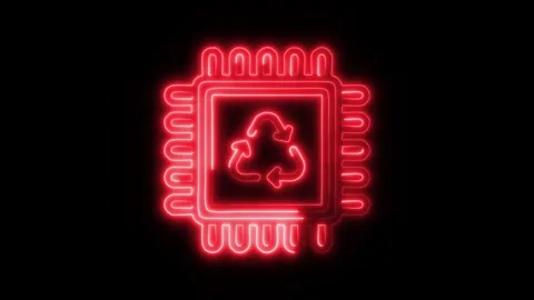 Recycled Tech Outline Icon in HD Video Neon Animation Stock-Footage 304551927