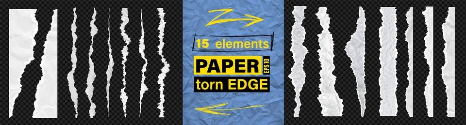 Recycled white clean sheet featuring jagged torn paper rip edge effect. Vector Stock Illustration