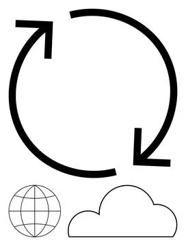 Recycling and Cloud Computing Integration with Global Connectivity Concept Stock Illustration