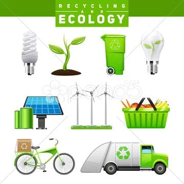 Recycling And Ecology Images Set Stock Illustration