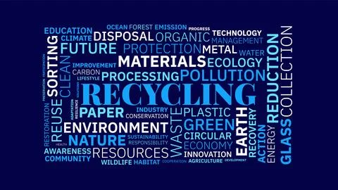 Recycling and environment word cloud typography vector design 스톡 일러스트