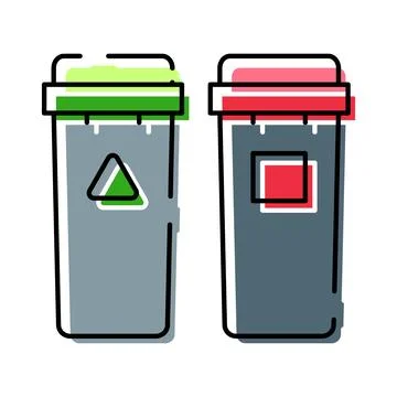 Recycling and waste separation bin container line icon Stock Illustration