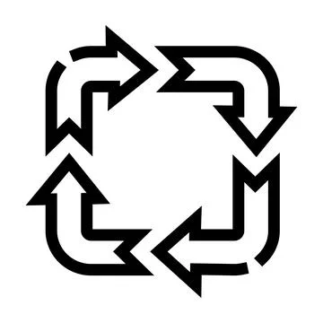Recycling arrows forming a continuous square loop Stockillustratie