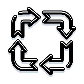 Recycling arrows forming a square process cycle Illustrazione stock