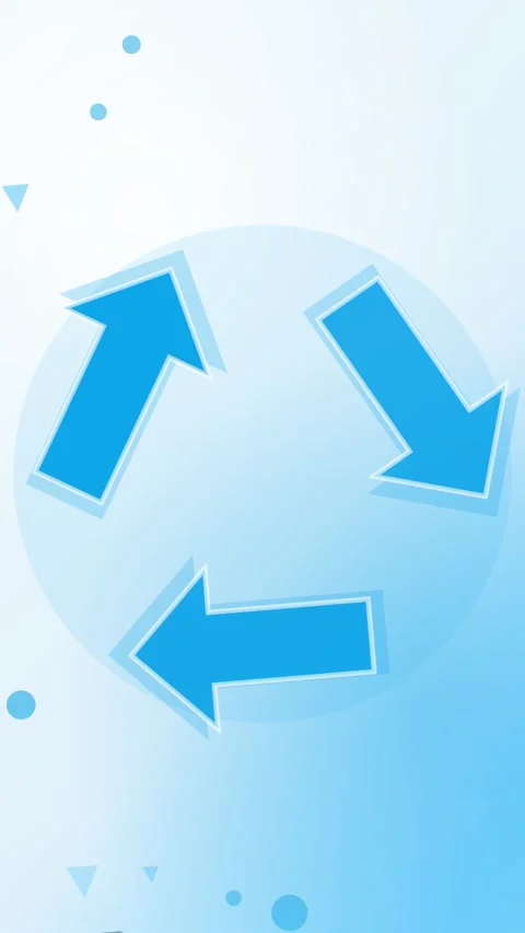 Recycling arrows rotating in a loop, blue eco vertical 9:16 seamless loop HD Stock Footage 345161047