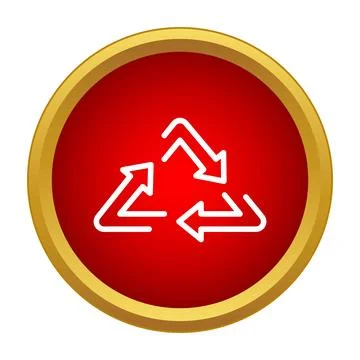 Recycling arrows symbol on red button icon イラスト素材