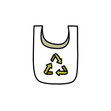 Recycling bag doodle icon, vector color illustration Stock Illustration