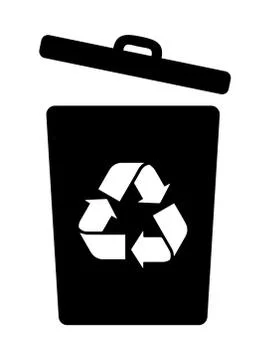 Recycling Bin Can Dumpster With an Opened Lid. Black Illustration Isolated on Stock Illustration