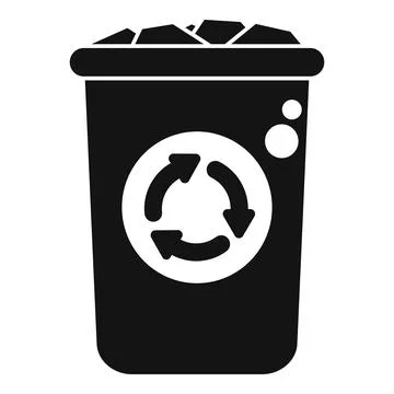 Recycling bin full of trash with arrows symbol Stock Illustration