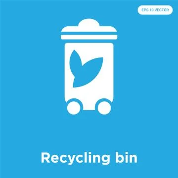 Recycling bin icon isolated on blue background Free Stock Illustration