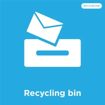 Recycling bin icon isolated on blue background Free Stock Illustration