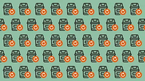 Recycling Bin Icon Pattern on Green Background. Stock Footage 325384953