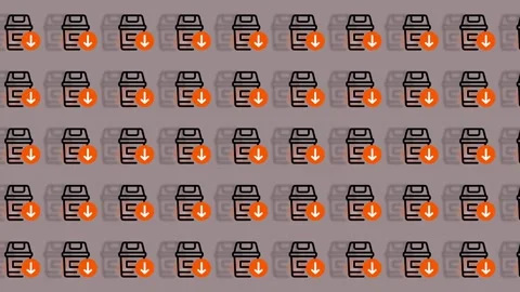 Recycling Bin Icon Pattern with Orange Glow. Stock Footage 325405441