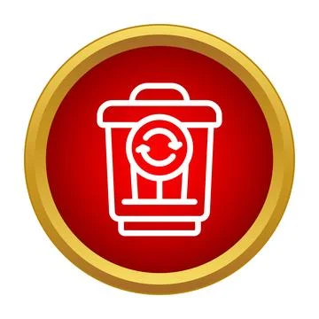 Recycling bin icon in red circle button Stock Illustration