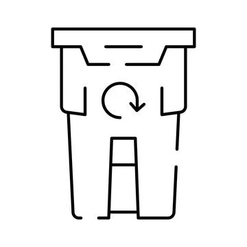 Recycling bin line icon with circular arrow Stock Illustration