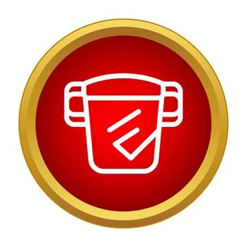 Recycling bin or trash can line icon inside circular button Stock Illustration