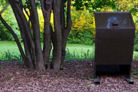 Recycling bin in the park Stock Photos