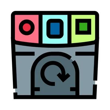 Recycling bin separating waste materials line icon Stock Illustration