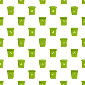 Recycling bins creating seamless eco friendly pattern design Stock Illustration