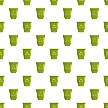 Recycling bins pattern seamless green ecology background Ilustración de archivo