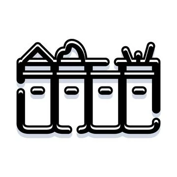 Recycling bins sorting waste black line icon Stock Illustration