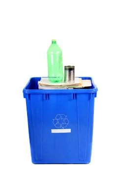 Recycling blue bin Stock Photos