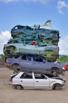 Recycling Cars Stack Stock Photos