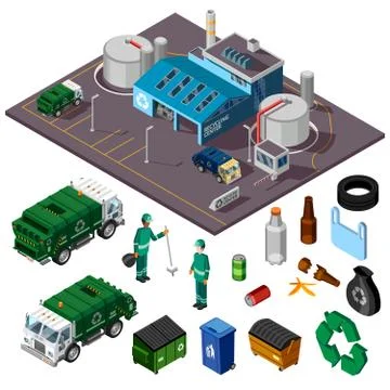 Recycling Center Isometric Design Concept Stock Illustration
