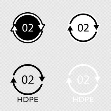 Recycling Code 02 HDPE Set. Illustrazione stock