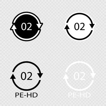 Recycling Code 02 PEHD Set. High Density Polyethylene. Stock Illustration