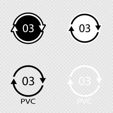 Recycling Code 03 PVC Set. High Density Polyethylene. Stock Illustration