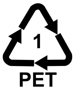 Recycling code 1 PET - Polyethylene terephthalate, black vector symbol Иллюстрация